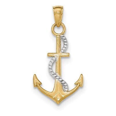 Polished Anchor with rope Pendant 14k Two-tone K5396, MPN: K5396, 637218170821