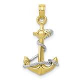 Anchor with Rope Pendant 10k Two-Tone Gold  10K3074, MPN: 10K3074, 63721818682