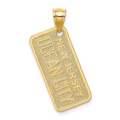 Ocean City Nj License Plate Charm 14k Gold Textured K7922, MPN: K7922, 637218128754