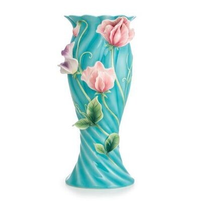 Franz Porcelain Sweet Pea Design Sculptured Porcelain Large Vase FZ02705, MPN: FZ02705,