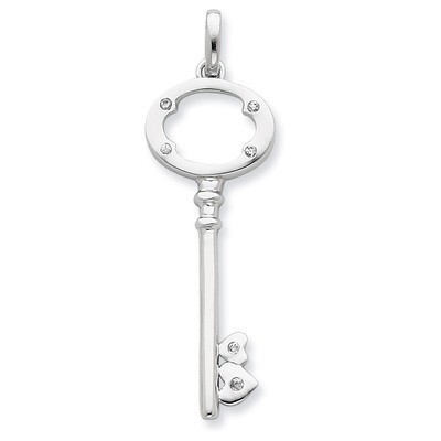 Cz Key Pendant Sterling Silver QP1990