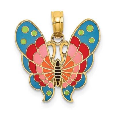 Multi-Color Enamel Butterfly Charm 14k Gold K6987, MPN: K6987, 637218136834
