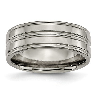 Grooved 8mm Polished Band Titanium TB57-10.5