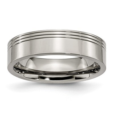 Grooved 6mm Polished Band Titanium TB168-10