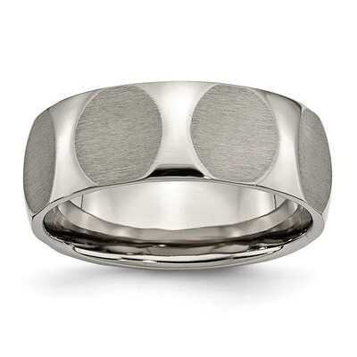 Faceted 8mm Satin Band Titanium TB179-10