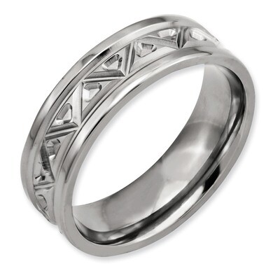 Tribal Design 7mm Polished Band Titanium TB65-4