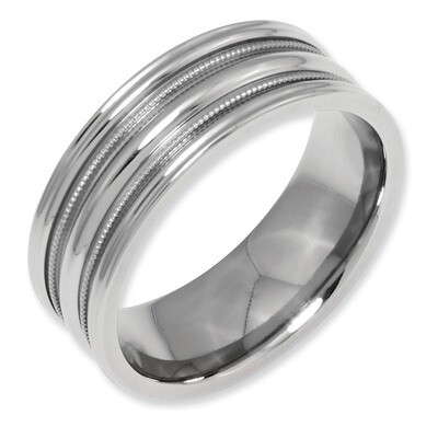 Grooved and Beaded 8mm Polished Band Titanium TB130-7
