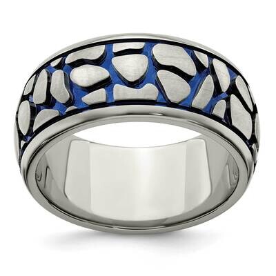 Edward Mirell Blue Anodized Brushed 10mm Band Titanium EMR268-10, MPN: EMR268, 886774384443