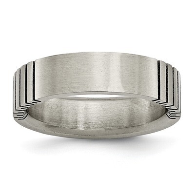Flat Grooved 6mm Brushed Band Titanium TB201-10.5