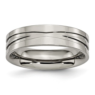 Grooved 6mm Polished Band Titanium TB170-10