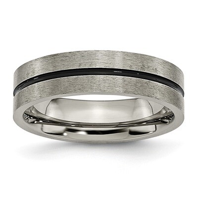 Black Enamel 6mm Brushed Band Titanium TB149-10