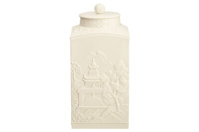 Mottahedeh Figure Square Tea Jar with Cover 16.5 X 8 Inch S6203, MPN: S6203,
