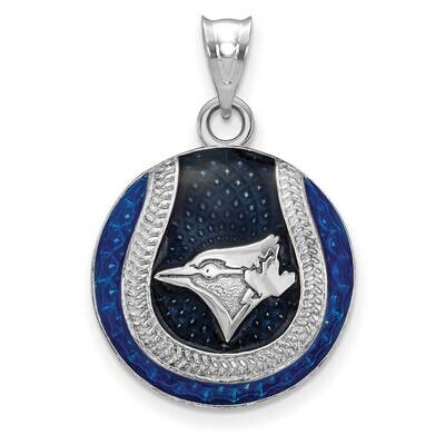 MLB Toronto Blue Jays Enameled Baseball Pendant Sterling Silver Rhodium-plated SS519BLU, MPN: SS519…