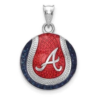 MLB Atlanta Braves Enameled Baseball Pendant Sterling Silver Rhodium-plated SS519BRA, MPN: SS519BRA…