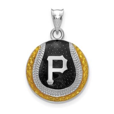 MLB Pittsburgh Pirates Baseball Enameled Pendant Sterling Silver Rhodium-plated SS519PIR, MPN: SS51…