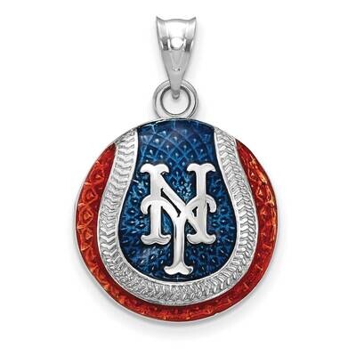 MLB New York Mets Enameled Baseball Pendant Sterling Silver Rhodium-plated SS519MET, MPN: SS519MET,…
