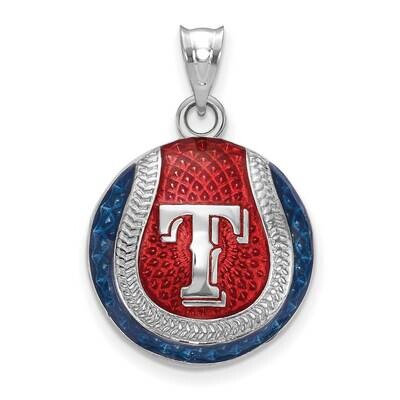 MLB Texas Rangers T Baseball Enamel Pendant Sterling Silver Rhodium-plated SS519RAN, MPN: SS519RAN,…