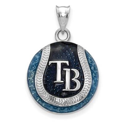 MLB Tampa Bay Rays Dome Enamel Baseball Pendant Sterling Silver Rhodium-plated SS519DEV, MPN: SS519…