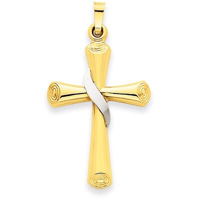 Hollow Cross Pendant 14k Two-Tone Gold XR266, MPN: XR266, 191101544071