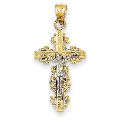 Small Narrow Cross with Crucifix Pendant 14k Two-Tone Gold C4395, MPN: C4395, 883957456898