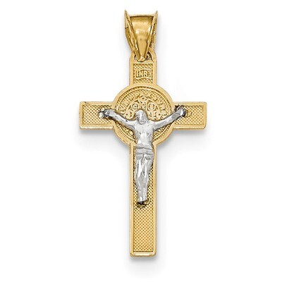 Saint Benedict Medal Crucifix Cross Pendant 14k Two-Tone Gold K5564, MPN: K5564, 191101459269