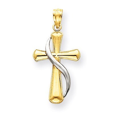 Polished Cross Pendant 14k Two-tone Gold C3816, MPN: C3816, 886774617633