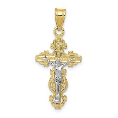 Two-Tone Small Narrow Cross with Crucifix Pendant 10k Gold 10C4395, MPN: 10C4395,