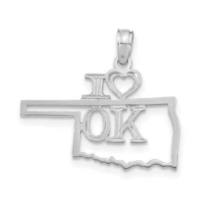 Oklahoma State Pendant 14k White Gold Solid D1183W, MPN: D1183W,