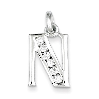 White Diamond Initial N Pendant Sterling Silver QC6716N, MPN: QC6716N, 883957570006