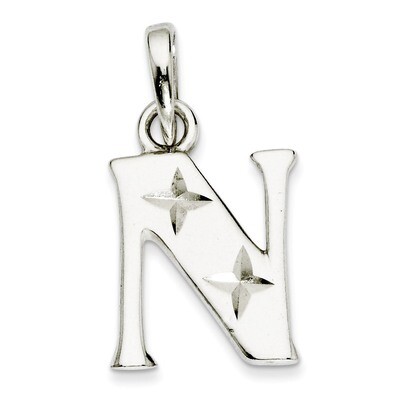 Diamond-cut Initial N Pendant Sterling Silver Polished QC7424N, MPN: QC7424N, 886774976624