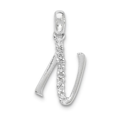 Initial N Pendant Sterling Silver Diamond QC6525N, MPN: QC6525N, 883957916538