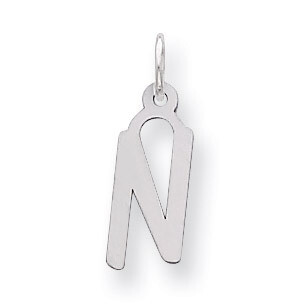 Medium Slanted Block Initial N Charm Sterling Silver QC5083N, MPN: QC5083N, 191101530333