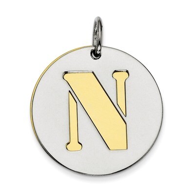 Initial N Double Plate Round Charm Sterling Silver QC7910N, MPN: QC7910N,