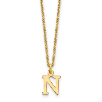 Letter N Initial Pendant with Chain 14k Gold Cutout XNA727Y/N, MPN: XNA727Y/N, 191101672590