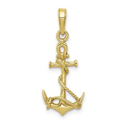 3-D Anchor with Shackle and Entwined Rope Pendant 10k Gold 10C3344, MPN: 10C3344,