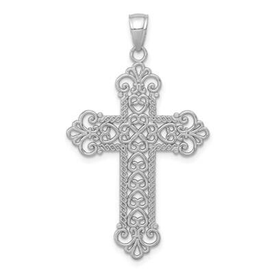 Large Rope Frame Filigree Cross Pendant 14k White Gold Polished K5456W, MPN: K5456W, 637218163069
