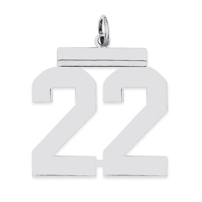 Charm Number 22 Polished Sterling Silver Large QPL22, MPN: QPL22, 191101280733