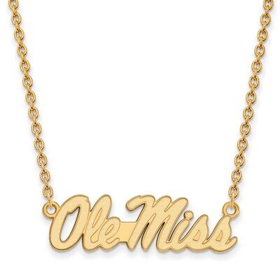 University of Mississippi Large Pendant with Chain Necklace 14k Yellow Gold 4Y055UMS-18, MPN: 4Y055…