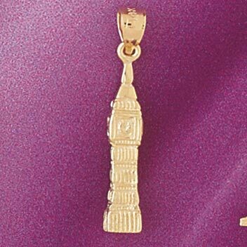 Dazzlers Jewelry Big Ben Clock London Pendant Necklace Charm Bracelet in Yellow, White or Rose Gold…