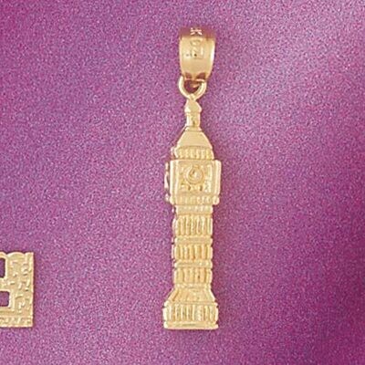 Dazzlers Jewelry Big Ben Clock London Pendant Necklace Charm Bracelet in Yellow, White or Rose Gold…