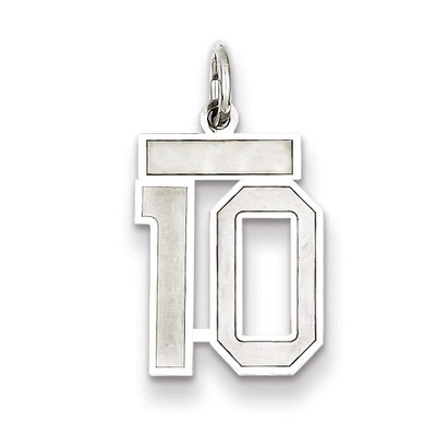 Charm Number 10 Satin Sterling Silver Small QPS10, MPN: QPS10, 191101282393