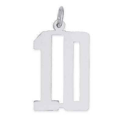 Charm Number 10 Elongated Pol Sterling Silver Small QES10, MPN: QES10, 191101189920