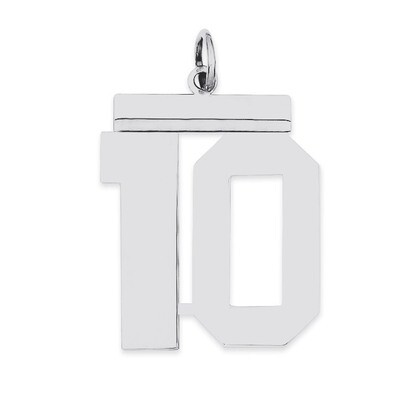Charm Number 10 Polished Sterling Silver Large QPL10, MPN: QPL10, 191101280610
