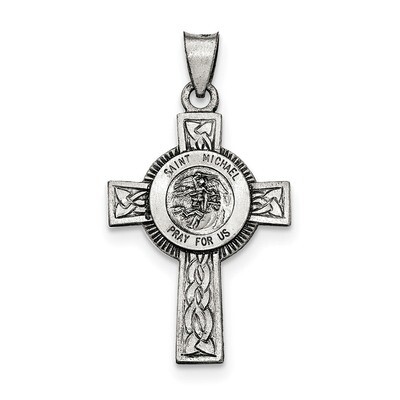 Textured and Polished Saint Michael Pendant Sterling Silver Antiqued QC8381, MPN: QC8381, 886774762…