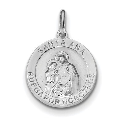 Spanish Saint Anne Medal Pendant Sterling Silver Rhodium-plated QC9132, MPN: QC9132, 883957731391