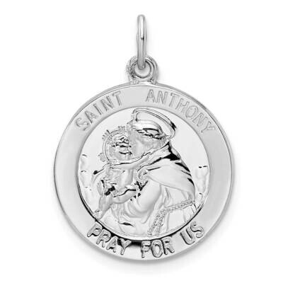 Solid Saint Anthony Pendant Sterling Silver Rhodium-Plated Polished QC11206, MPN: QC11206,