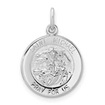 Solid Saint Michael Pendant Sterling Silver Rhodium-Plated Polished QC11201, MPN: QC11201, 19110176…