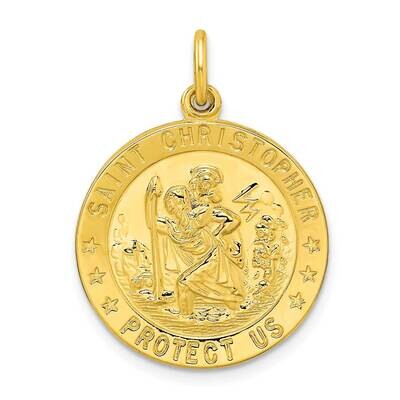 Polished Solid Saint Christopher Medal Pendant Sterling Silver Gold-Tone QC11195, MPN: QC11195,