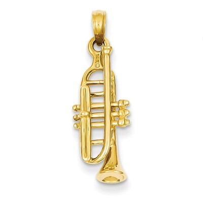 3-Dimensional Trumpet Pendant 14k Gold Solid Polished C2277, MPN: C2277, 637218095988