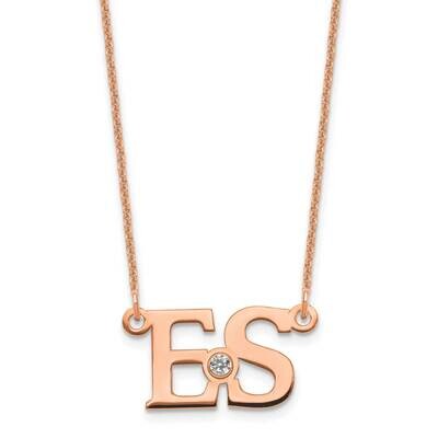 18k Gold Bezel Birthstone Initial Necklace 14k Rose Gold Large XNA656R, MPN: XNA656R,
